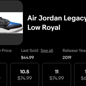 Jordan Legacy Low Royal Blue Black Sneakers